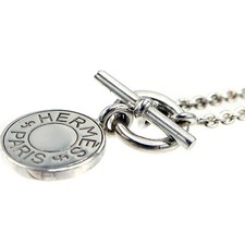 HERMES Amulet Round Toggle Necklace 19 Silver...