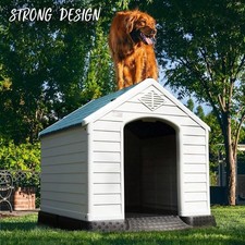 New Heavy Duty Plastic Outdoor Dog House XL Waterproof Weatherproof Pet Shelter