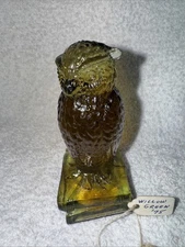 Vintage Degenhart Willow Green Glass Wise Owl On Books No Chips 