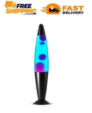 Galaxy LED Volcano Lamp 16" – Purple Wax, Blue Liquid, Black Base