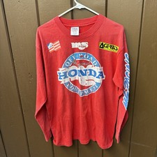 Vintage Honda Ms Racing 80s Long Sleeve T Shirt  Red Made USA Fits Like Medium