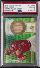 2014 TOPPS TRIBUTE TITANS RELICS GREEN #TTRMT MIKE TROUT 18/25 PSA 8