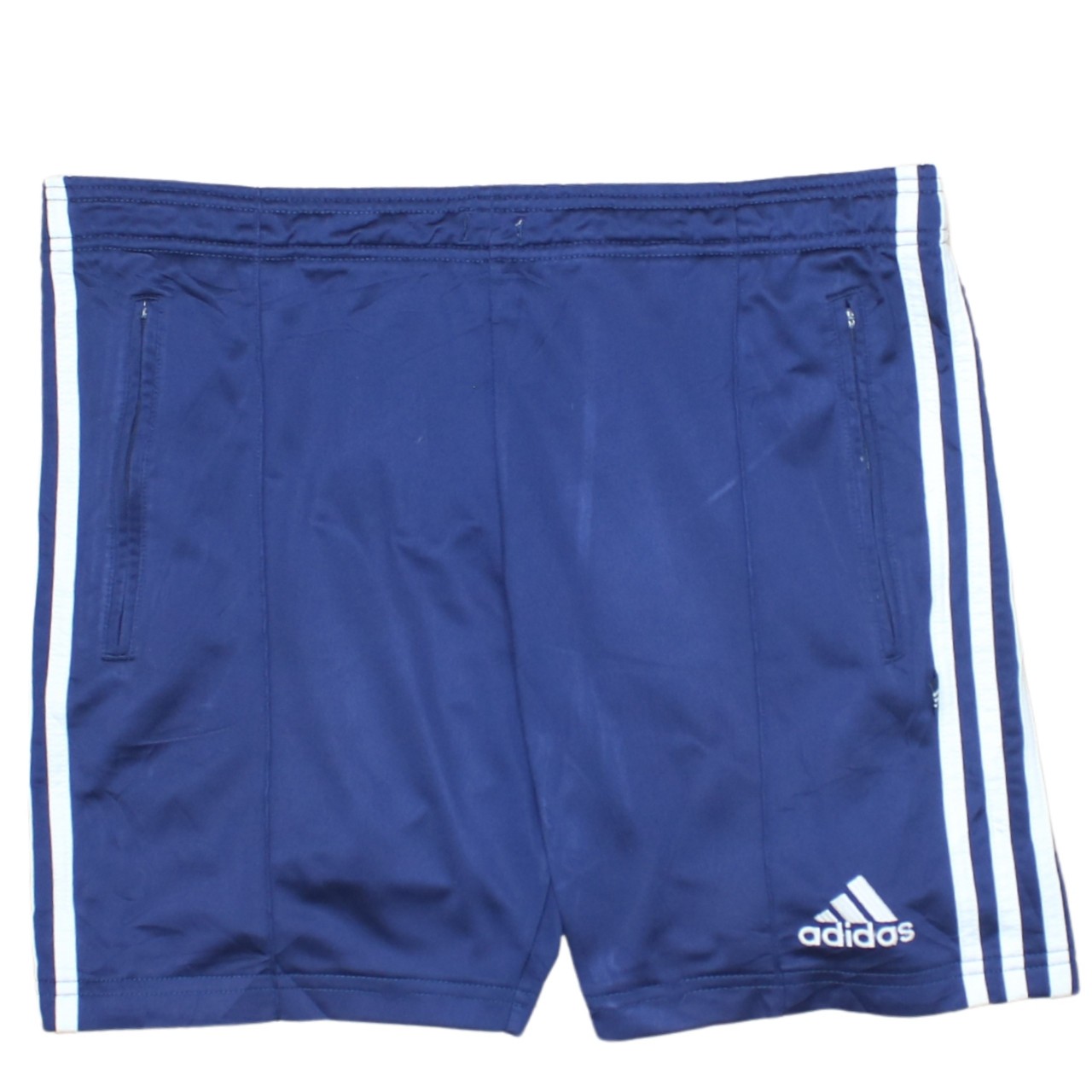 Adidas Mens Shorts Navy Blue Striped Microfibre Zip Pockets Elastic Waist S
