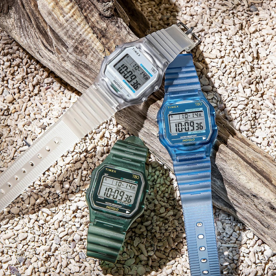 Translusan Timex T80 Translucent TW2Y34200 Unisex Digital Watch Digital Blue 34mm ...