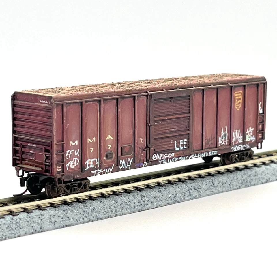 Fox Valley N Scale Montreal Maine Atl PS 4355 Boxcar Weathered Graffiti MMA 77 - Image 4 of 4
