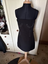 BOOHOO LBD Ladies Short Dress Size 10 Black Sleeveless Strappy Stitch Design
