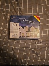 Holiday Time Twinkling Icicle Style White Wire Clear Bulb Lights 15.8' 150 ct