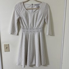 American Rag Cie 3/4 Sleeve Casual White Dress Women's Size Medium