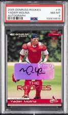 2005 DONRUSS ROOKIES AUTO #15 YADIER MOLINA PSA 8