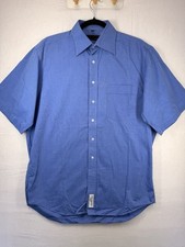 Austin Reed Men’s Cotton Short Sleeve button Up Blue Shirt Size 15.5