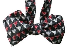 Handcrafted Silk Bowtie - Triangles - One-of-a-Kind - Pre-tied or Self-tie