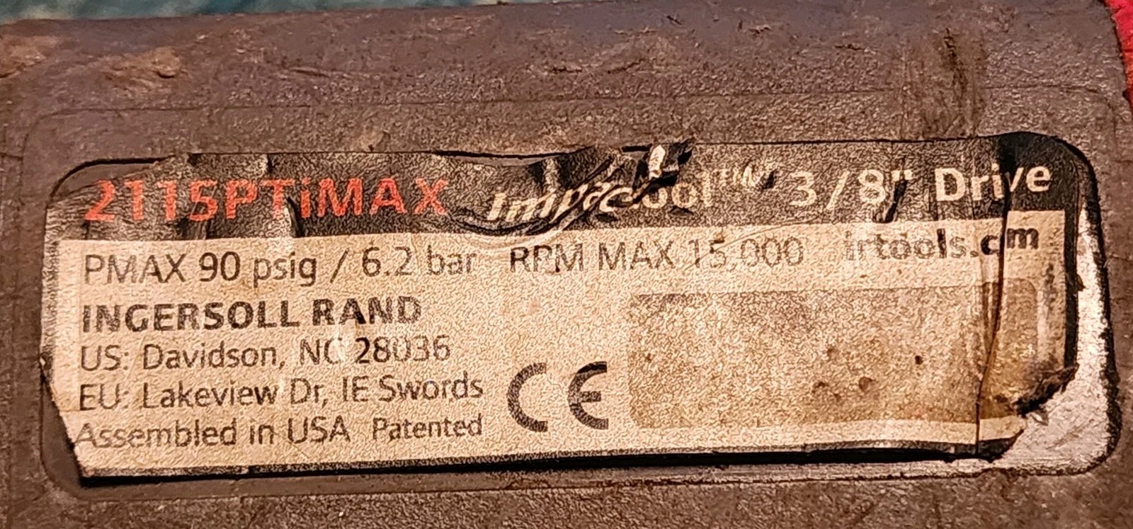 Ingersoll Rand USA 3/8" Drive 2115PTiMax Titanium Air Impact Wrench 15,000 rpm!