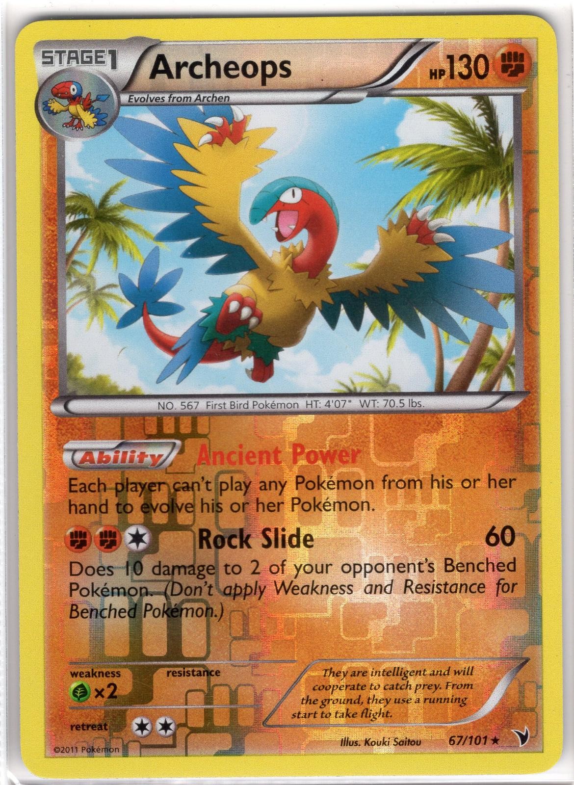 Archeops 67/101 Rare Noble Victories Pokemon Reverse Holo Near Mint