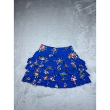 NWT Abercrombie  Fitch Tiered Ruffle Floral Polka Dot Blue Micro Mini Skirt XS