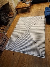 Large Ruggable Inkdrop Black & Ivory Flatwoven Rug. New 215 x 150cm