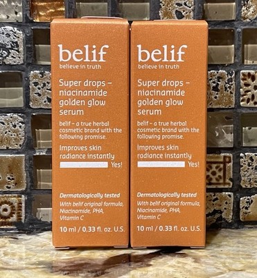 Bundle 2 Belif Super Drops Niacinamide Golden Glow Serum Travel Size 0.33 Oz NIB