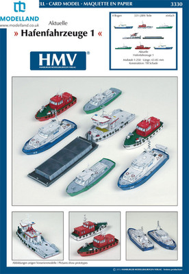 Modern Harbor Boats Card Paper Cut Out Model Kit HMV 3330 Scale 1:250