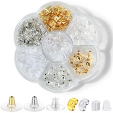 7 Styles 500PCS Earring Backs for Studs, Clear Plastic Hypoallergenic Metal R...