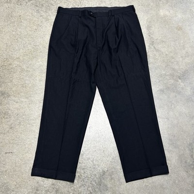 John Henry Mens Pants Modern Fit Trouser Black Casual Slacks Pleated 42x30