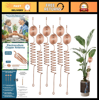 6 Pack Copper Gardening Antenna Kit - 10-Gauge Electroculture Plant Stakes & Ten