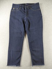 Chaps Women's Jeans Sz 6 Blue Cropped Stretch Elastic Waist Raw Hem 24.5" Denim