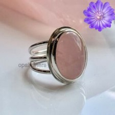 Rose Quartz Gemstone 925 Sterling Silver Ring Handmade Jewelry Ring