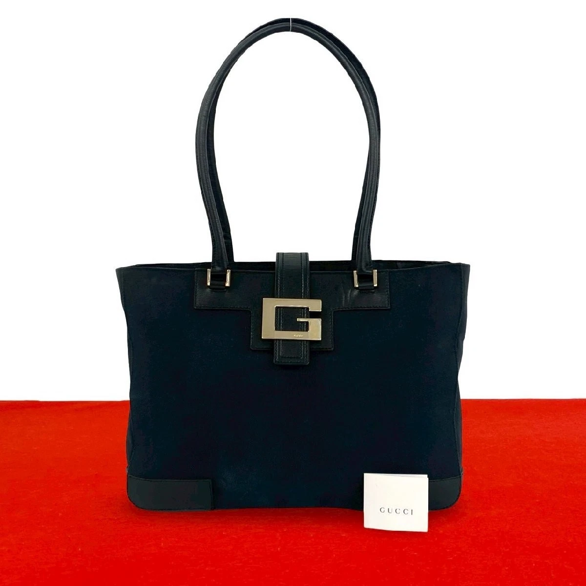 Gucci — Excellent Condition GUCCI Old Gucci Vintage G Logo Hardware Canvas Leather  L