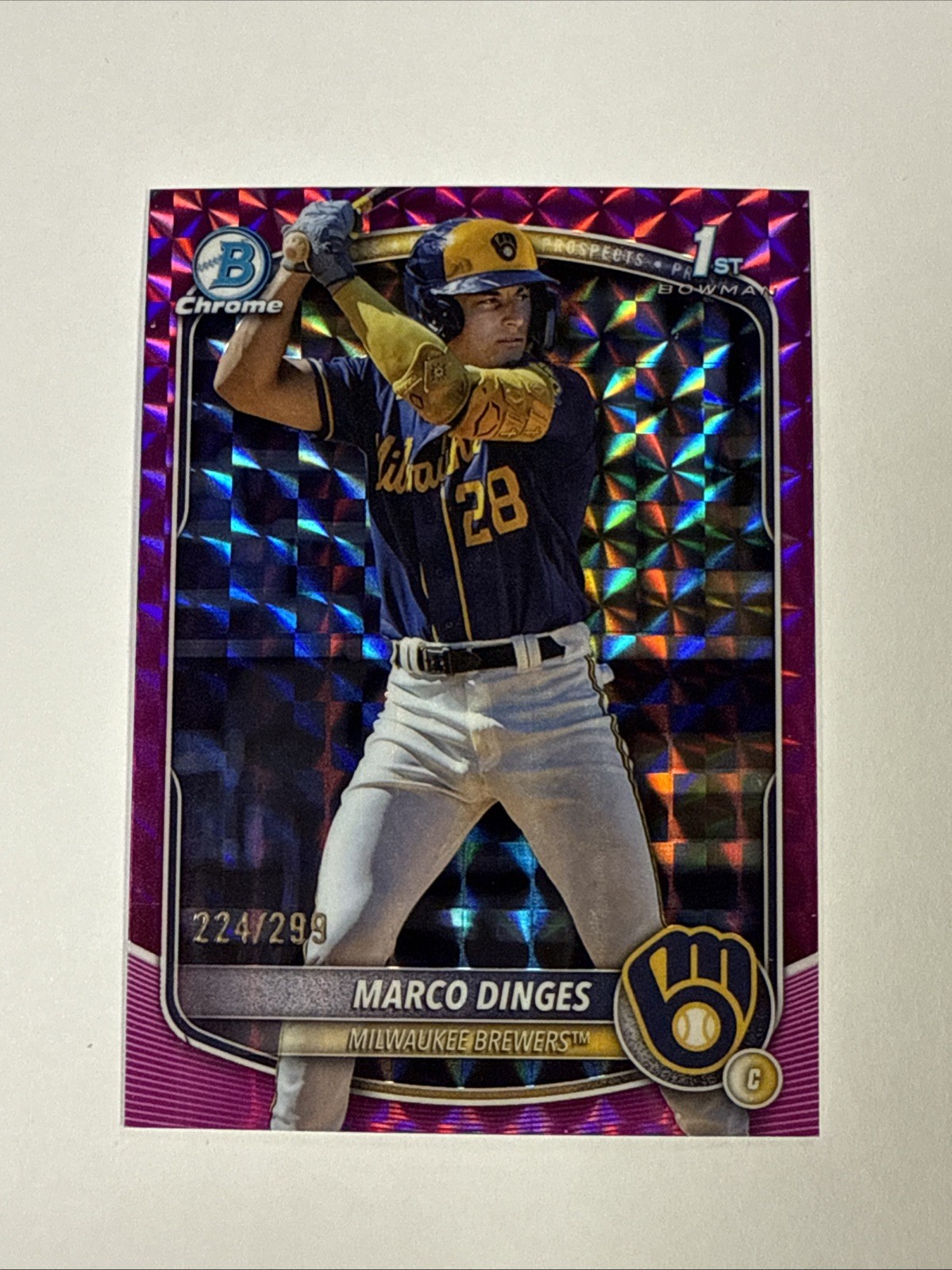 2025 Bowman Chrome Marco Dinges 1st Bowman Fuchsia Geometric Refractor /299
