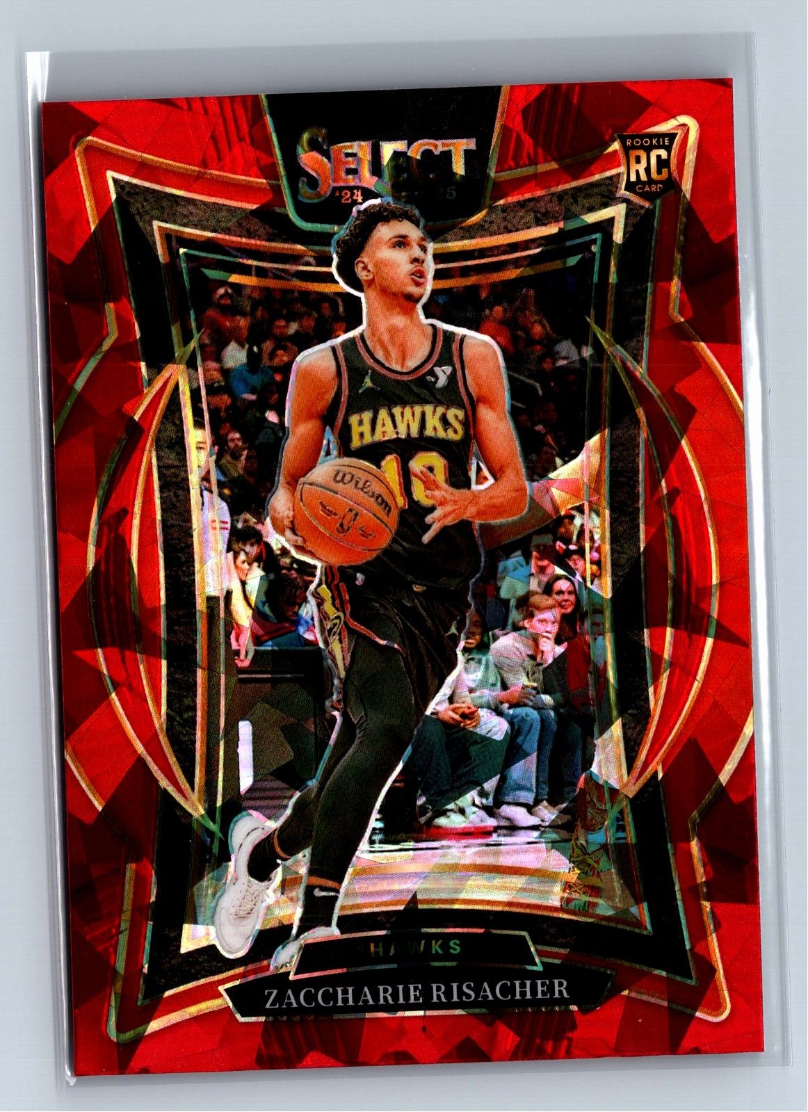 2024-25 Panini Select #86 Zaccharie Risacher Red Cracked Ice Prizm