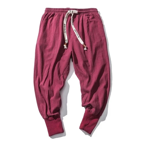 Lässige Herren Japanische Jogginghose Baumwolle Leinen Stretch Gummizug Hose Jogger - Bild 19 von 27