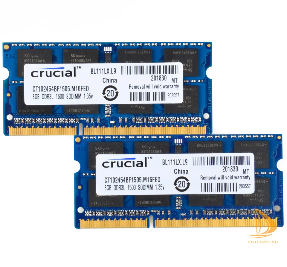 Crucial 16GB 2x 8GB 2Rx8 DDR3L 1600Mhz PC3L-12800S SODIMM RAM Laptop-Speicher - Bild 2 von 4