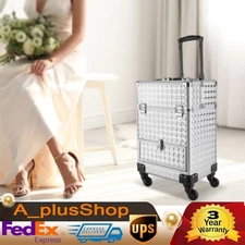 Rolling Nail Case Wheeled Manicure Makeup Train Box Storage Case Organizer