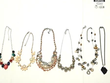 Statement bead charm necklace. Silvertone lacey ball beads, stones You get all 6