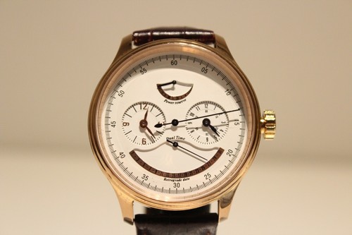 RARE MEN'S Gold Tone Quadrante Automatico Orologio Tempo Potenza di riserva  \