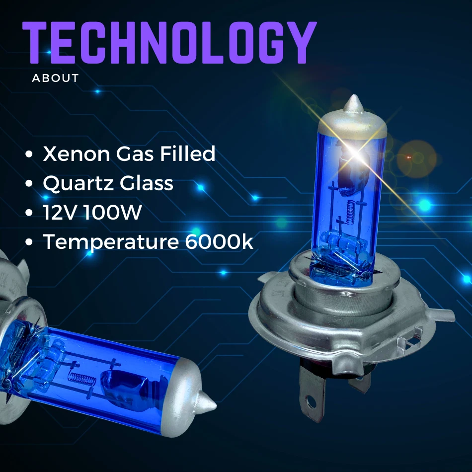 H4 Xenon 100w Super White 472 P43t Brighter Halogen Headlight Car Bulbs 12v x2 - Image 4 of 4