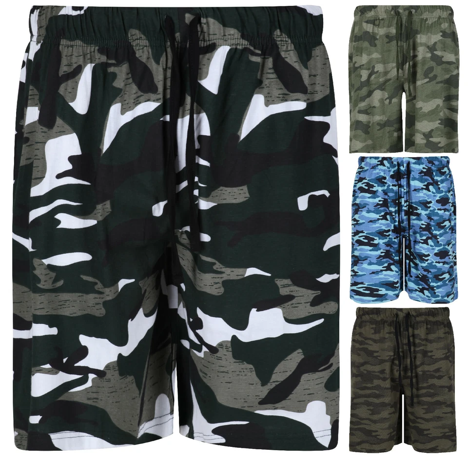 MENS CAMOUFLAGE LOUNGE SHORTS EX UK STORE COTTON PYJAMA PJ NIGHT WEAR M-XXL NEW