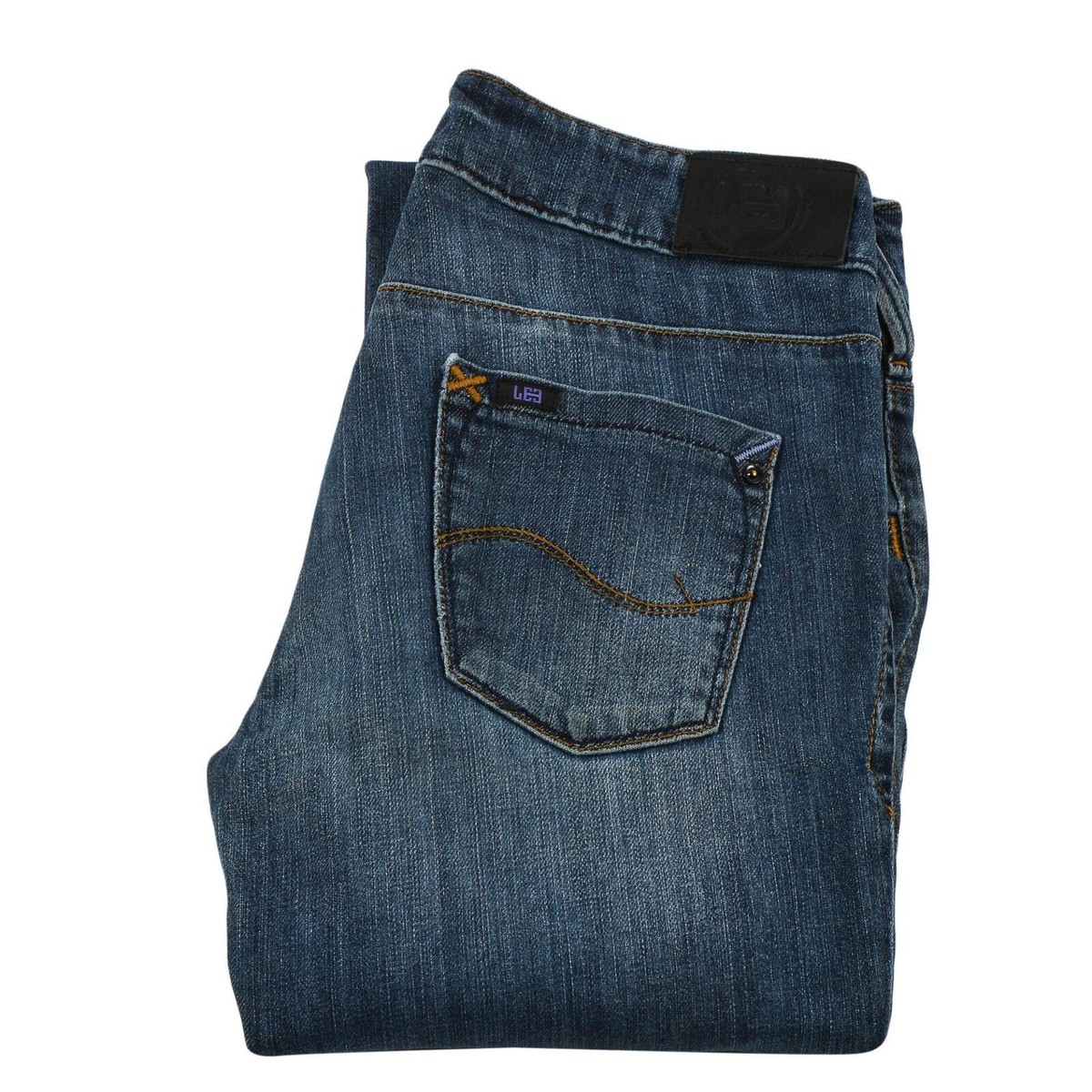 Jean Lee Coral Droit Stretch - Taille W32 L33 - Bleu Délavé Moyen - Pour Femme