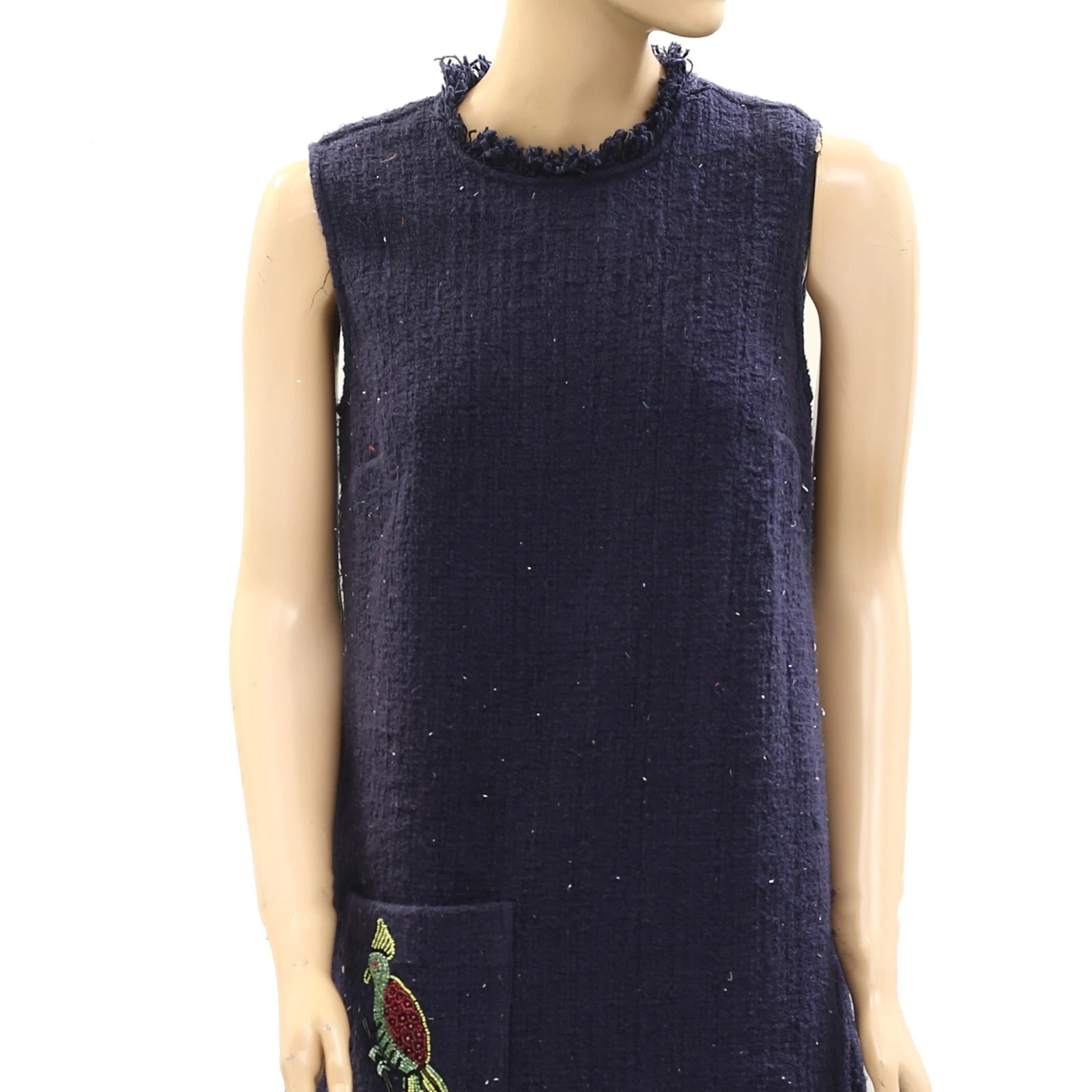 VALENTINO FRANCES VALENTINE Mini Abito Cambio Frange Rawiggy Perline Ricamato XS 274588