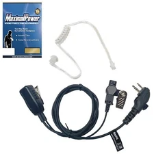 MaximalPower FBI Headset PTT Coil Tube for HYTERA HYT Single Wire 2-Pin Plug