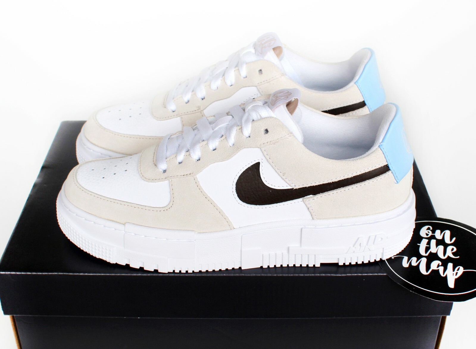 equilibrado alto Rápido Nike Air Force 1 Pixel Desert Sand Beige White Blue UK 3 4 5 6 7 8 9 US New  | eBay