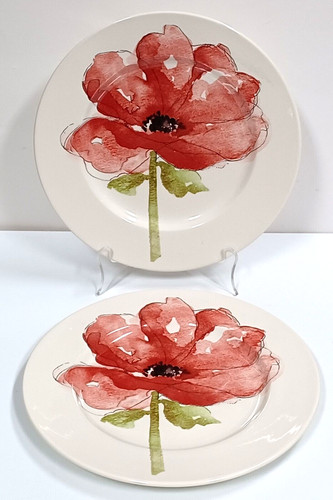 (2) Royal Stafford Red Poppy 12" Chop Plate (Round Platter) England