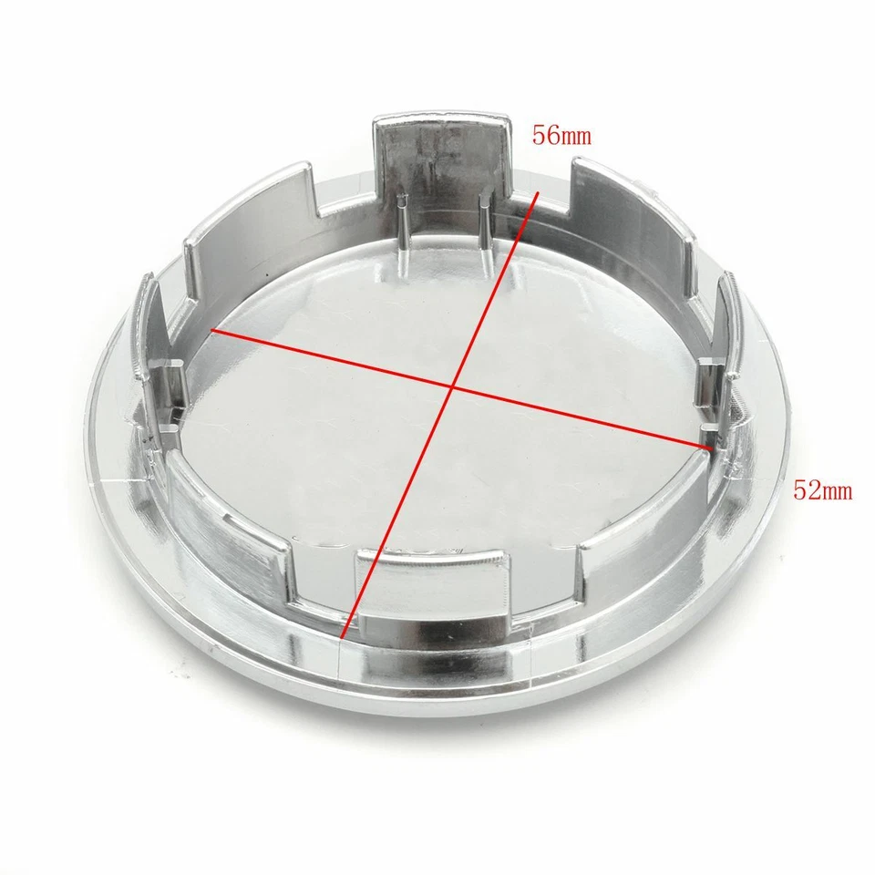 4x 65mm Universal ABS Chrome Car Wheel Center Caps Tyre Rim Hub Cap Cover Silver - Image 2 of 4