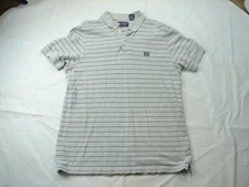 Chaps Golf Polo Shirt Gray Embroidered Logo Striped Size Small
