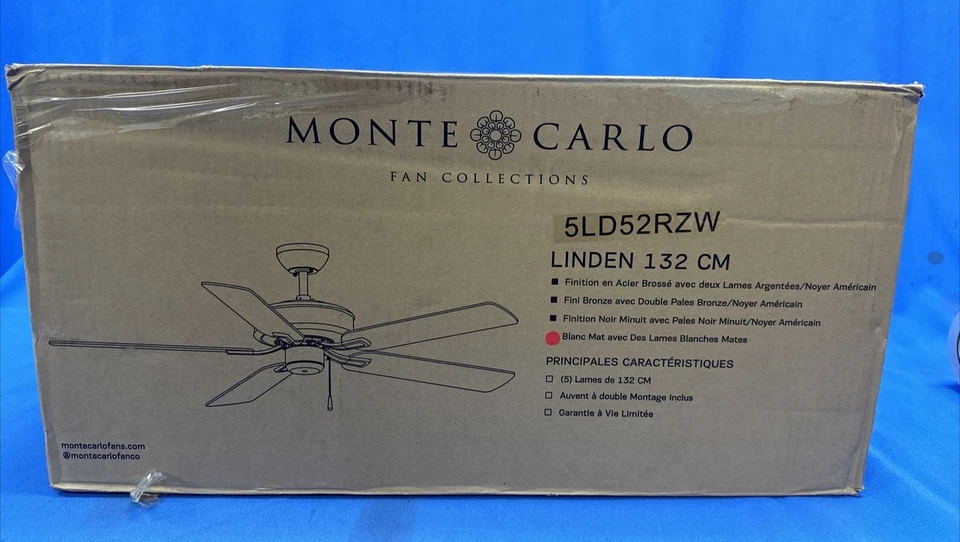 Monte Carlo Linden 52 in. Ceiling Fan in Matte White w/ Reversible Motor - Image 2 of 4