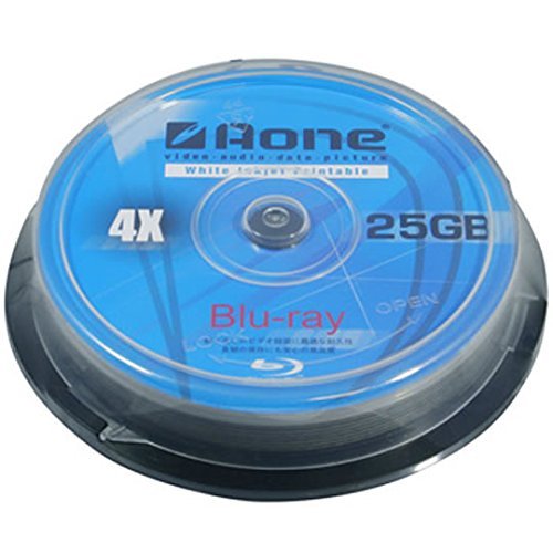 Aone Blu Ray Blank Discs Full Face White Printable 25GB BD-R 1 DISCS ...