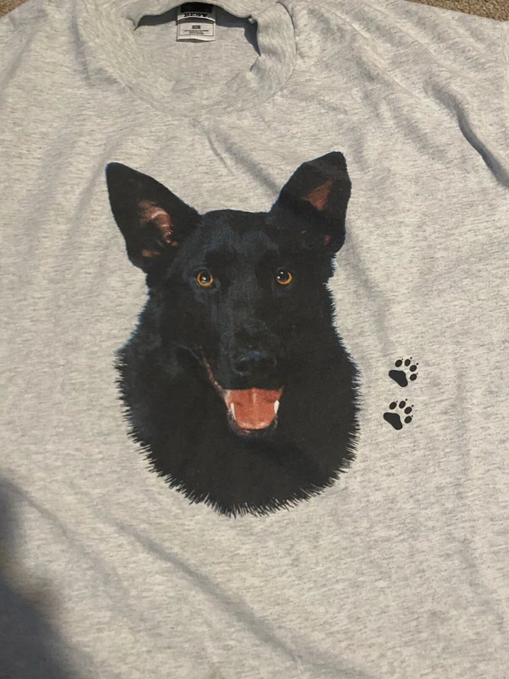 Camiseta de pastor alemán negra de una sola puntada XL rara de colección Foto 2 de 4