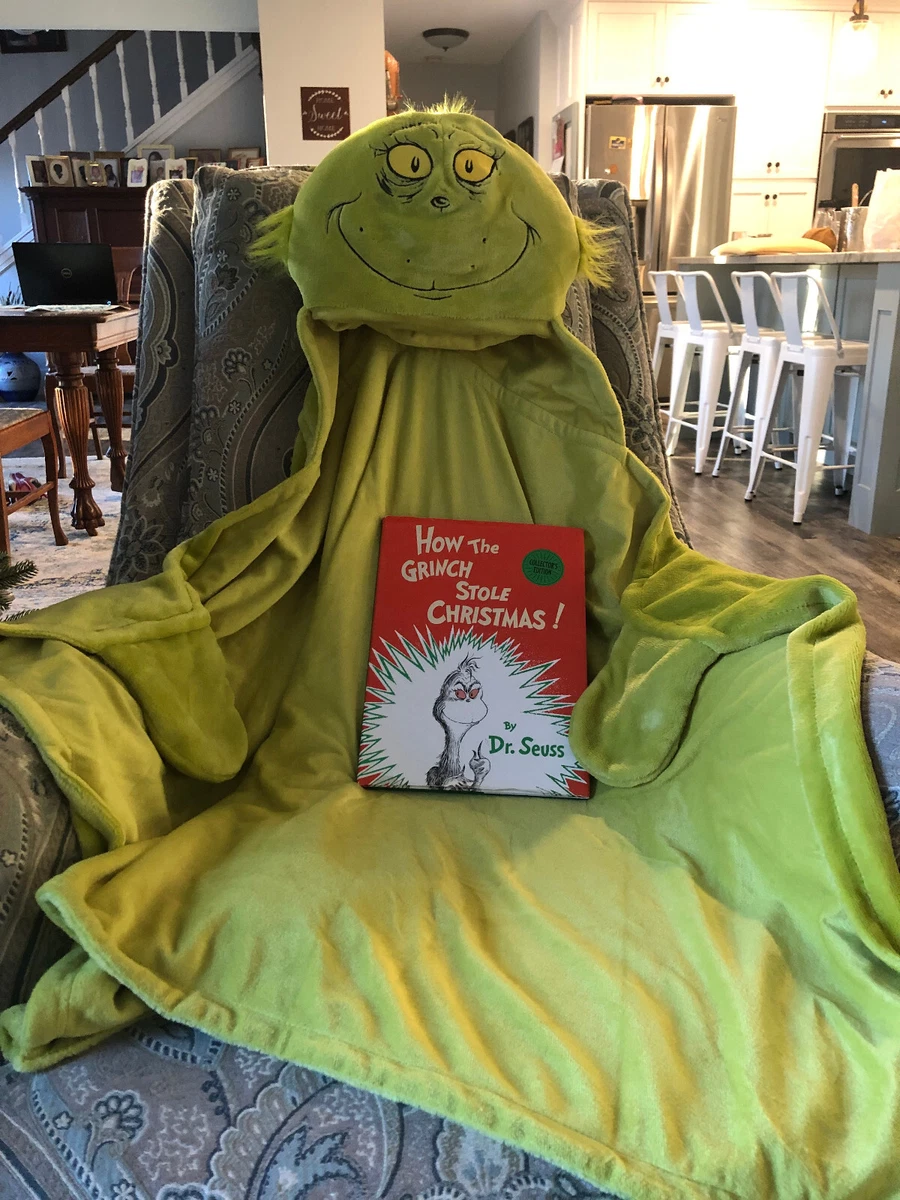 Grinch Blanket Green Hooded Hand Mitt Fleece Blanket with Dr
