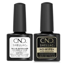CND Shellac Wear Extender Base Coat + No Wipe Top Coat 0.25 oz-Combo