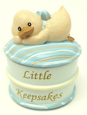 Russ Berrie Diddy DUCK Baby Childs Jewelry First Curl Tooth Little Keepsakes Box