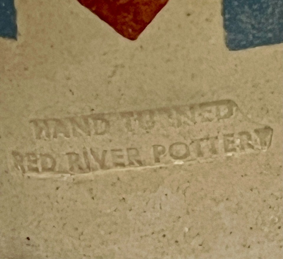 Red River Pottery Hand Turned Hand Painted Country Style Pitcher 6'' X